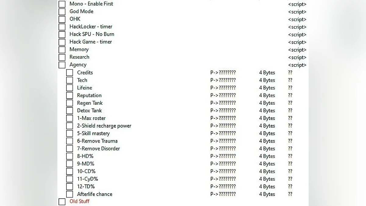Таблица для Cheat Engine [1.2.0]