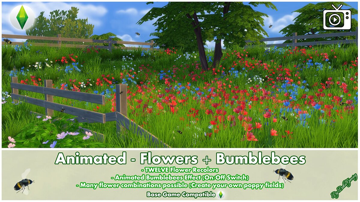 The Sims 4 — Анимированные цветы с летающими шмелями