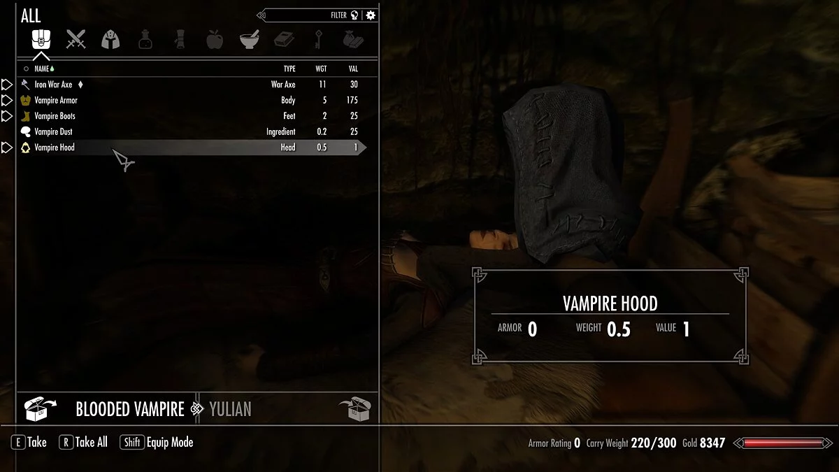 Elder Scrolls 5: Skyrim Special Edition — Полный комплект одежды для вампиров