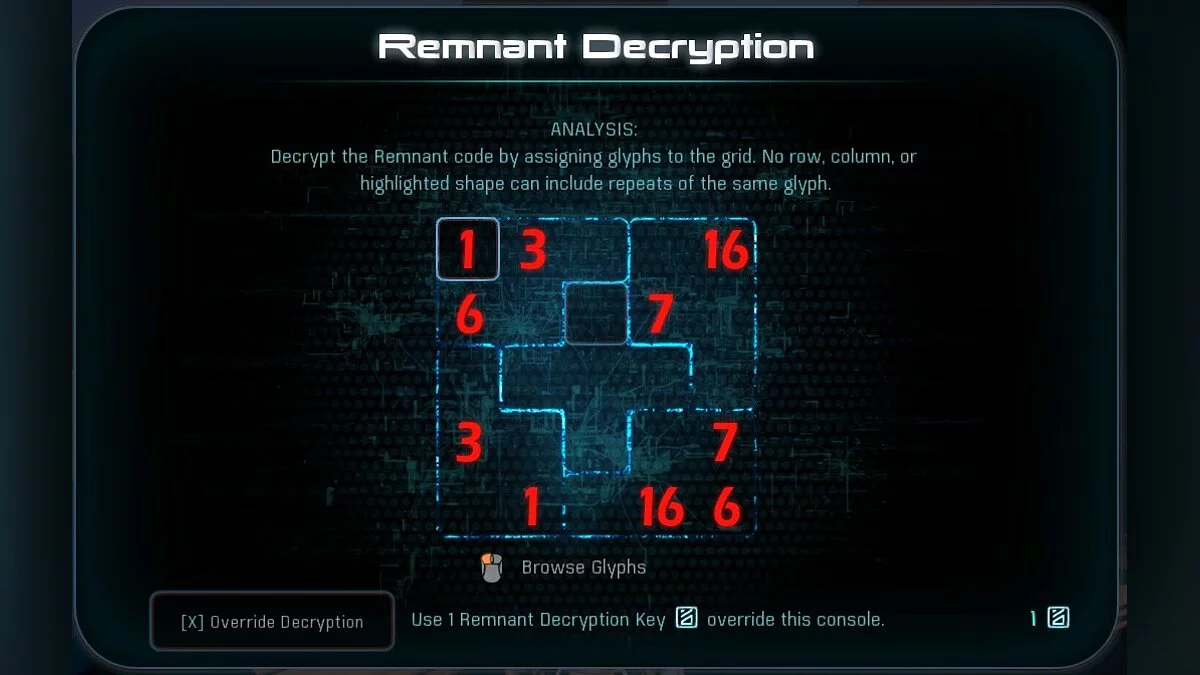 Mass Effect: Andromeda — Цифры вместо глиф