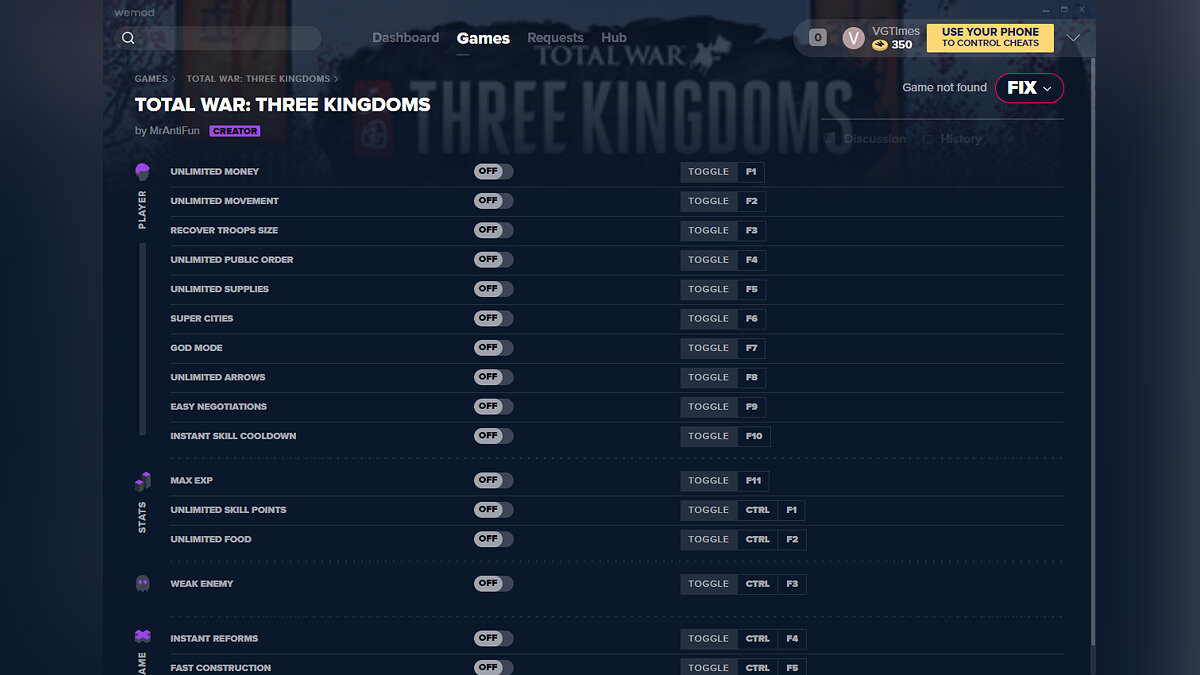 Total War: Three Kingdoms — Трейнер (+16) от 04.04.2020 [WeMod]