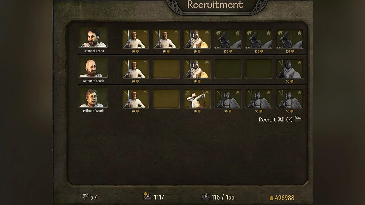 Mount & Blade 2: Bannerlord — Количество новобранцев в оверлее