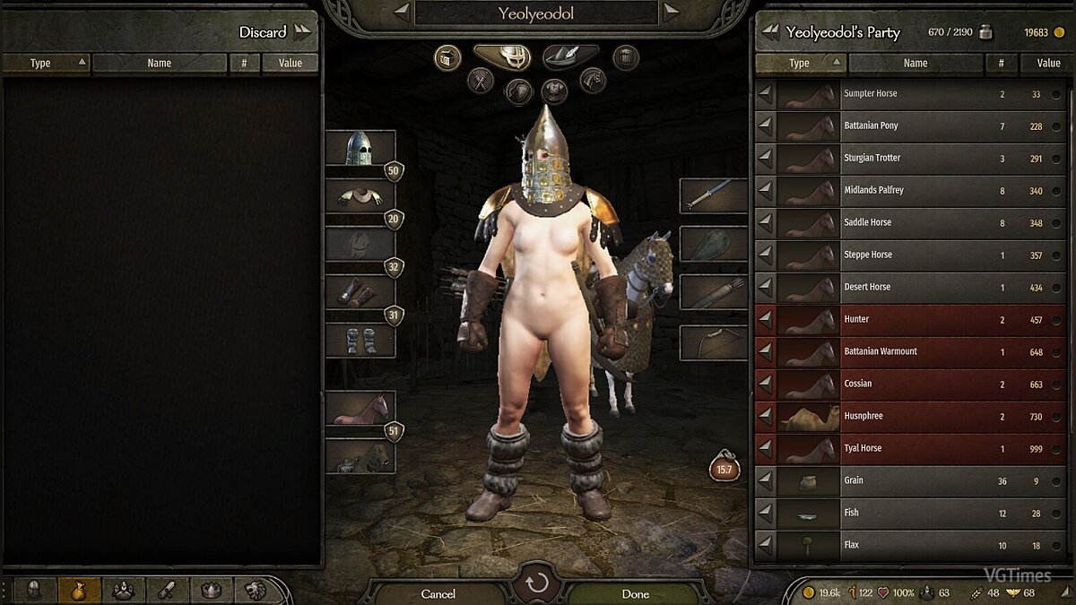Mount &amp; Blade 2: Bannerlord — Nude Mod - голый персонаж