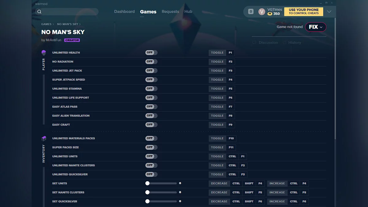 No Man&#039;s Sky — Трейнер (+26) от 10.04.2020 [WeMod]