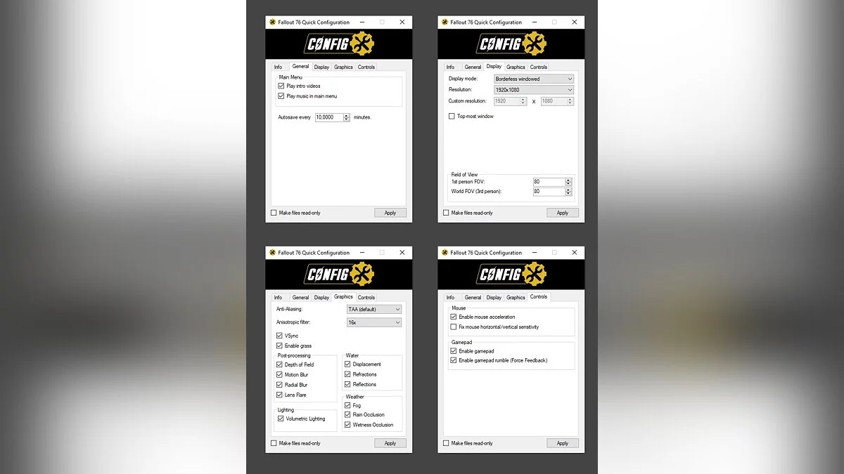 Fallout 76 — Редактор INI файлов