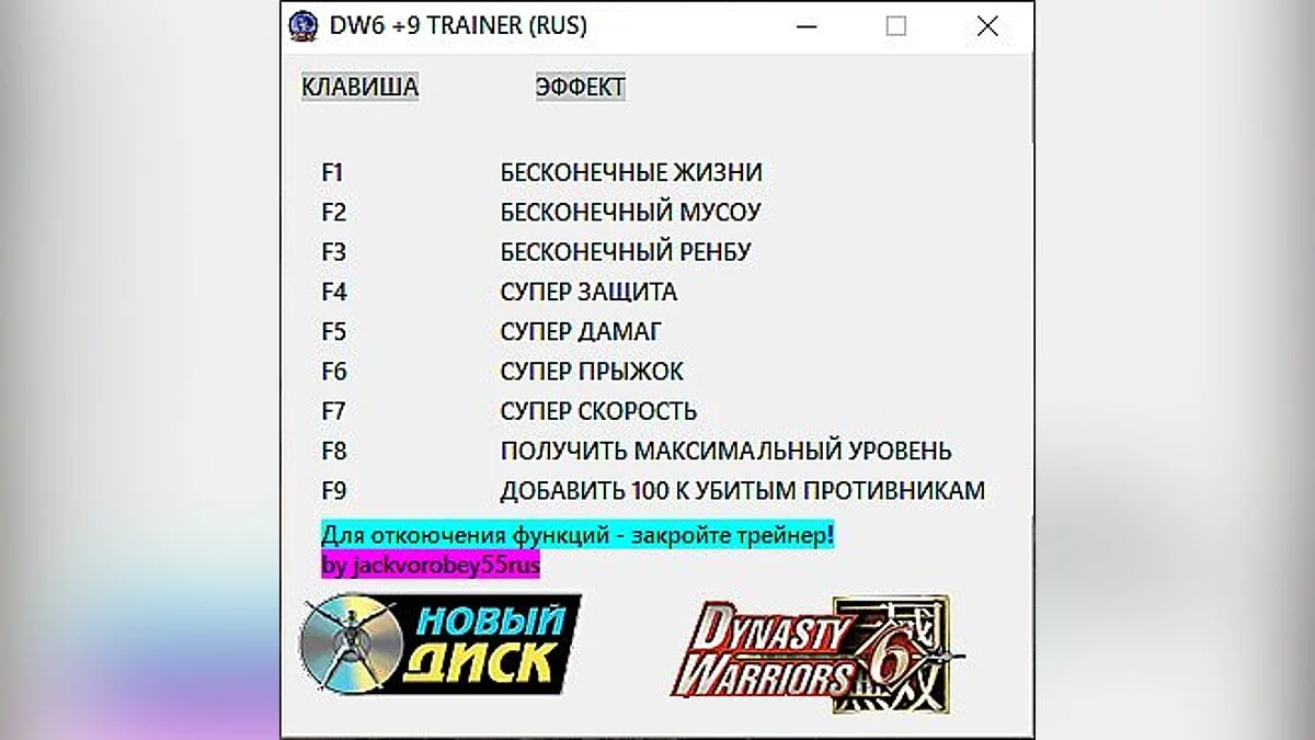 Dynasty Warriors 6 — Трейнер (+9) [1.0]