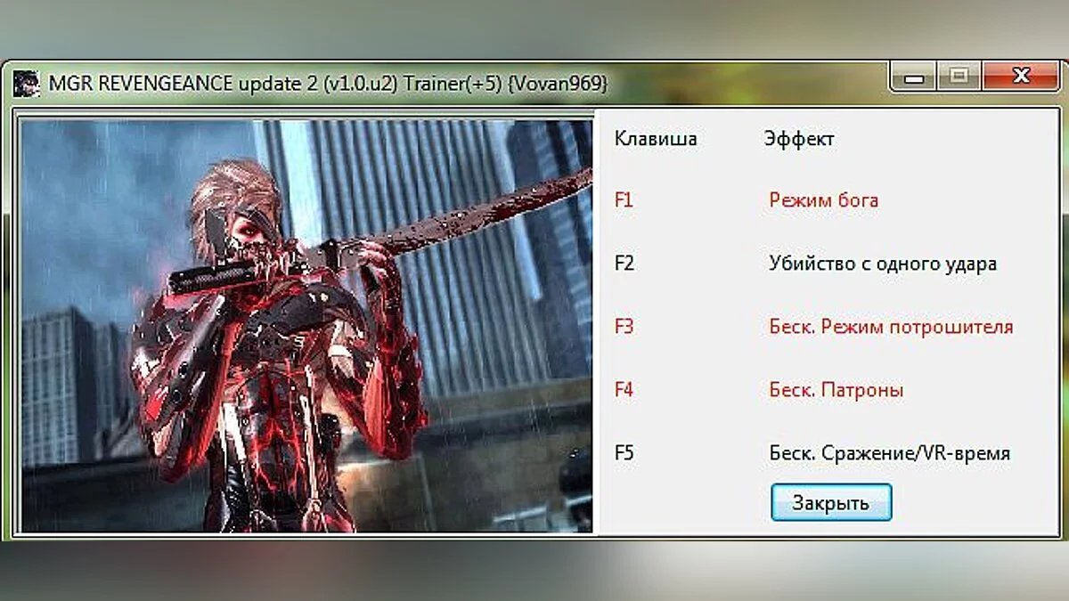 Metal Gear Rising: Revengeance — Трейнер (+5) [Update 2 / v1.0.u2]