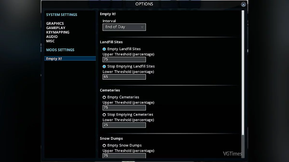 Cities: Skylines — Empty It! 1.1 — автоматизация очистки служебных помещений