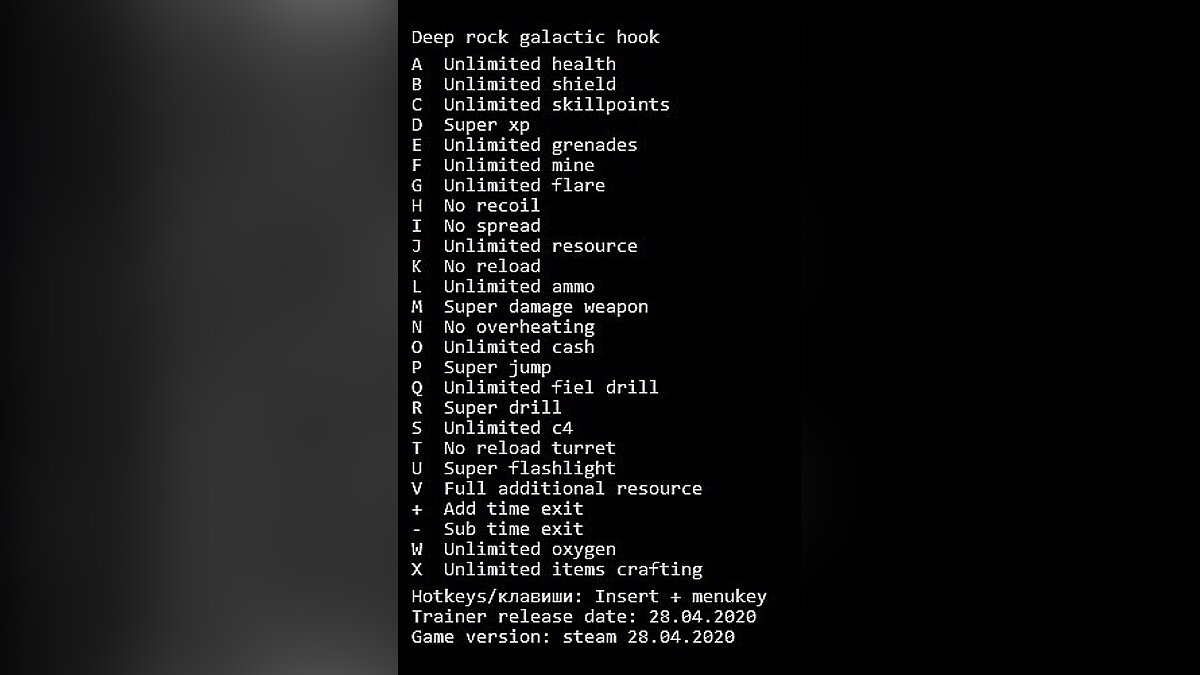 Deep Rock Galactic — Трейнер (+23) [Steam] - Updated: 28.04.2020