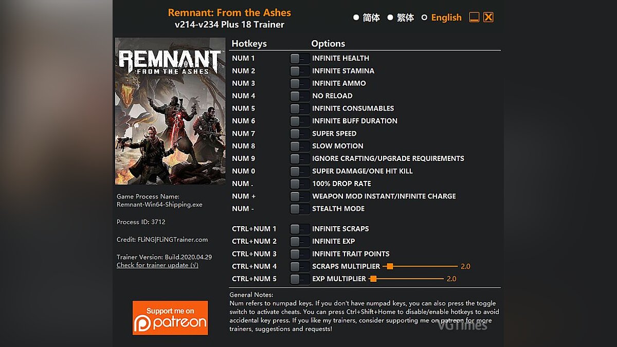 Remnant: From The Ashes — Трейнер (+18) [214 - 234]
