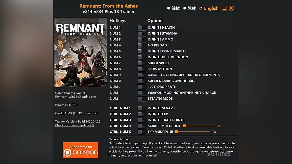 Remnant: From The Ashes — Трейнер (+18) [214 - 234]