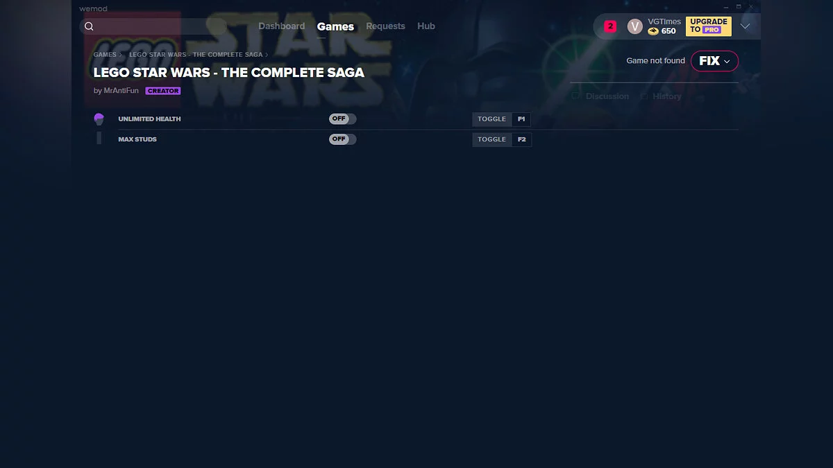 LEGO Star Wars: The Complete Saga (2007) — Трейнер (+2) от 01.05.2020 [WeMod]