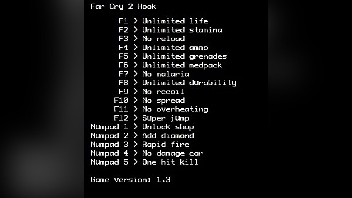 Far Cry 2 — Трейнер (+17) [1.03 steam] - Updated: 01.05.2020