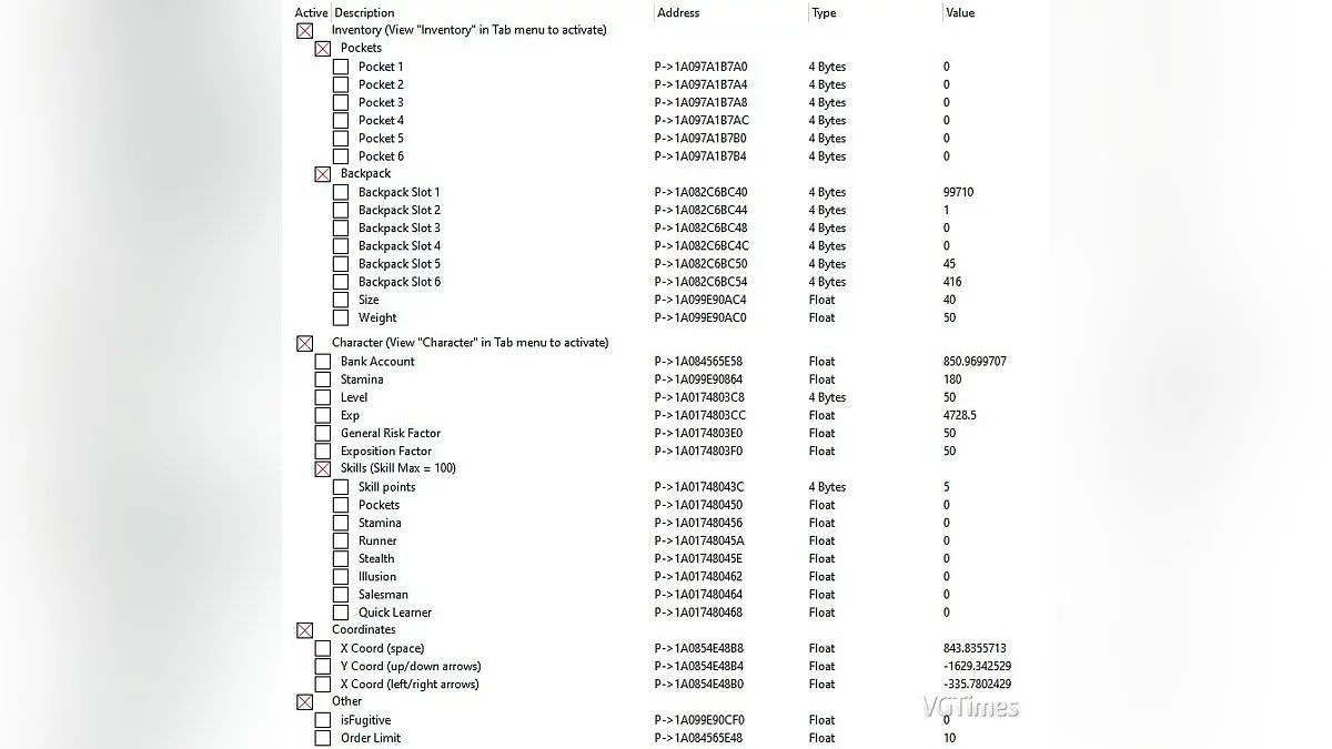 Таблица для Cheat Engine [UPD: 02.05.2020]