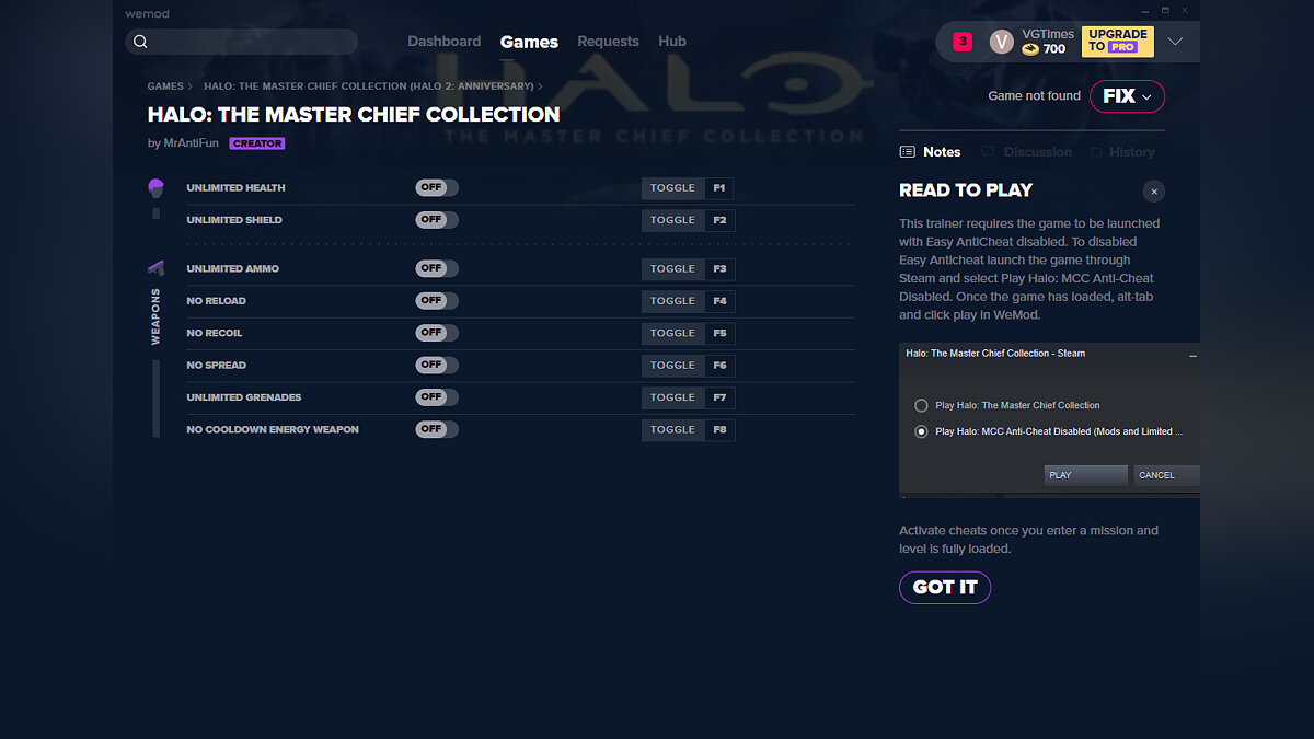 Halo: The Master Chief Collection — Трейнер (+8) от 14.05.2020 [WeMod]