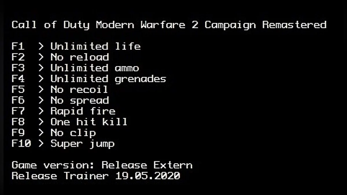 Call of Duty: Modern Warfare 2 Campaign Remastered — Трейнер (+10) [Release Rip Extern]