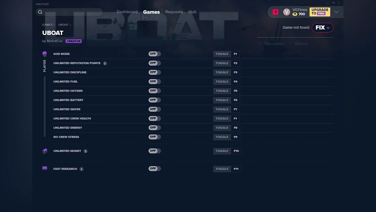 UBOAT — Трейнер (+12) от 24.05.2020 [WeMod]