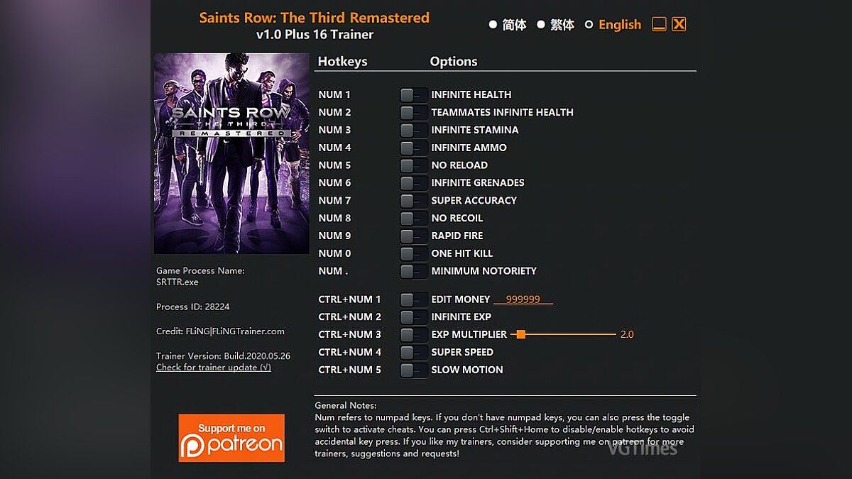 Saints Row: The Third Remastered — Трейнер (+16) [1.0]