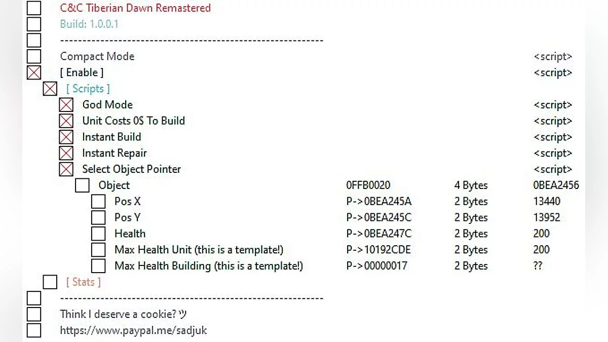 Таблица для Cheat Engine [UPD: 07.06.2020]