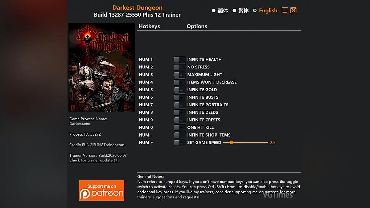 Darkest Dungeon — Трейнер (+12) [13287 - 25550]