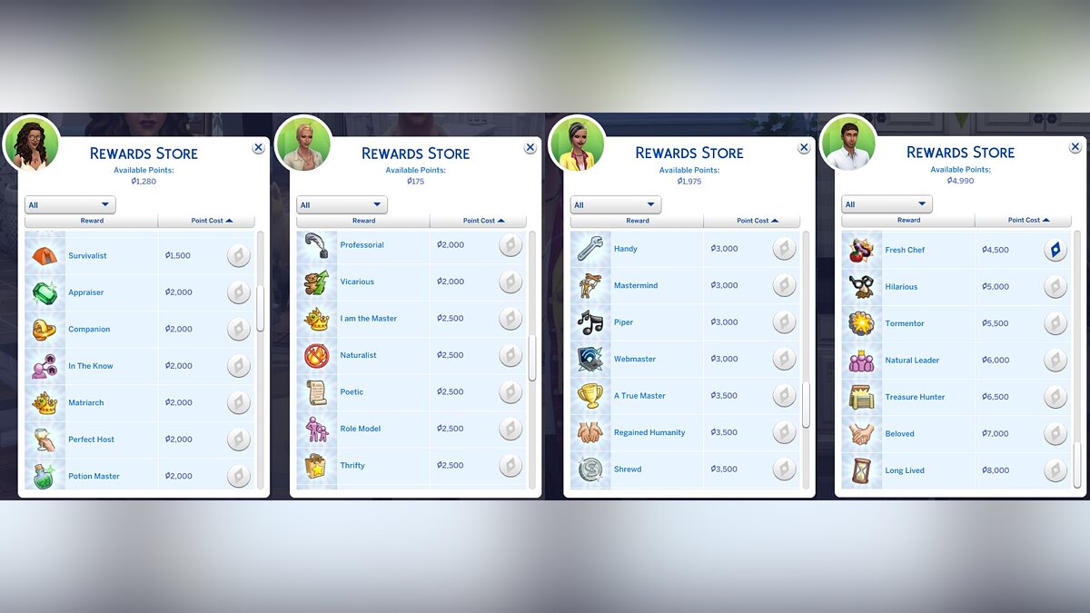 The Sims 4 — Черты характера в магазине наград