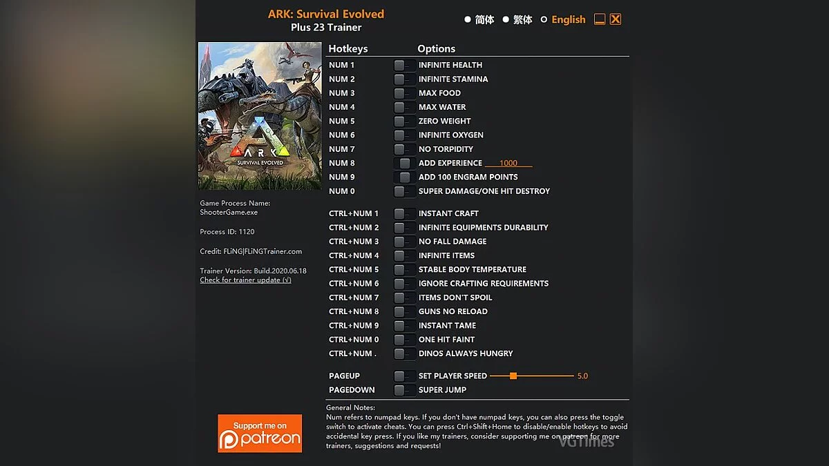 ARK: Survival Evolved — Трейнер (+23) [Update: 18.06.2020]