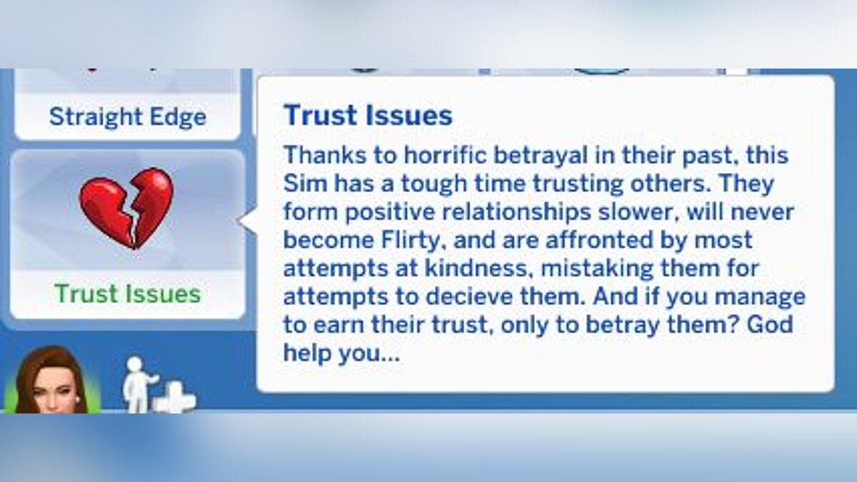 The Sims 4 — Черта характера — проблемы с доверием (19.06.2020)
