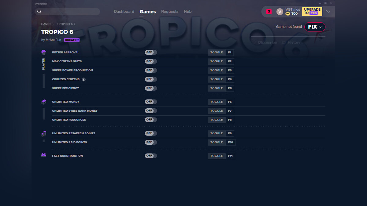 Tropico 6 — Трейнер (+11) от 26.06.2020 [WeMod]