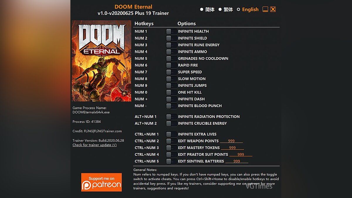 Doom Eternal — Трейнер (+19) [1.0 - UPD: 25.06.2020]