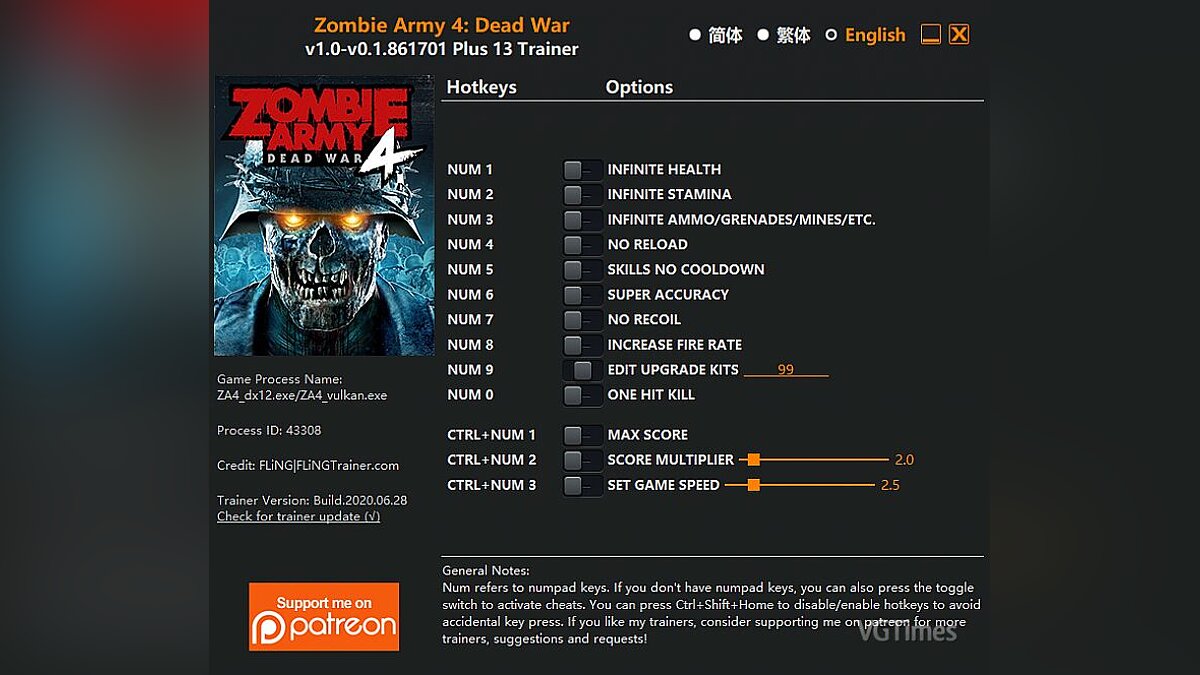 Zombie Army 4: Dead War — Трейнер (+13) [1.0 - 1.861701]