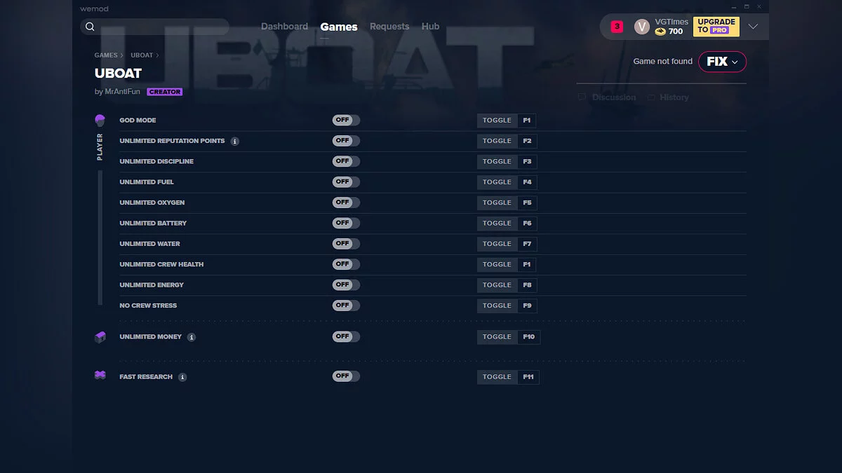 UBOAT — Трейнер (+12) от 09.07.2020 [WeMod]