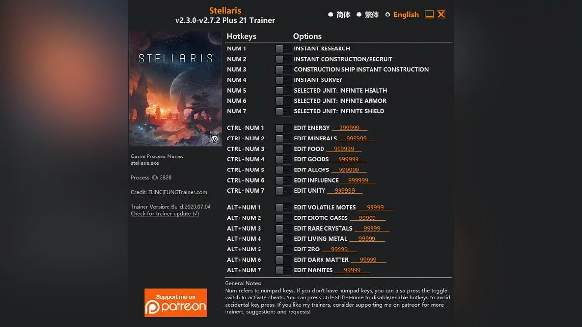 Stellaris — Трейнер (+21) [2.3.0 - 2.7.2]