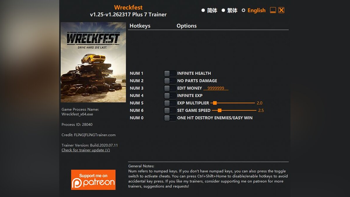Wreckfest — Трейнер (+7) [1.25 - 1.262317]