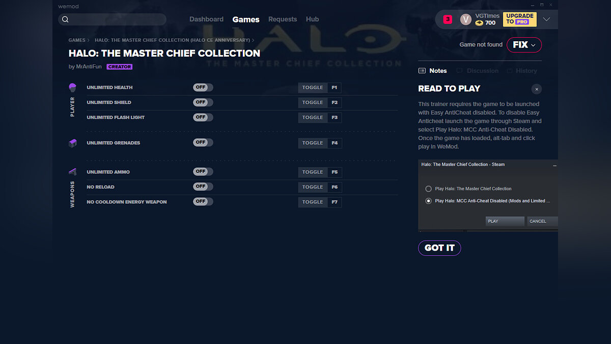 Halo: The Master Chief Collection — Трейнер (+7) от 18.07.2020 [WeMod]