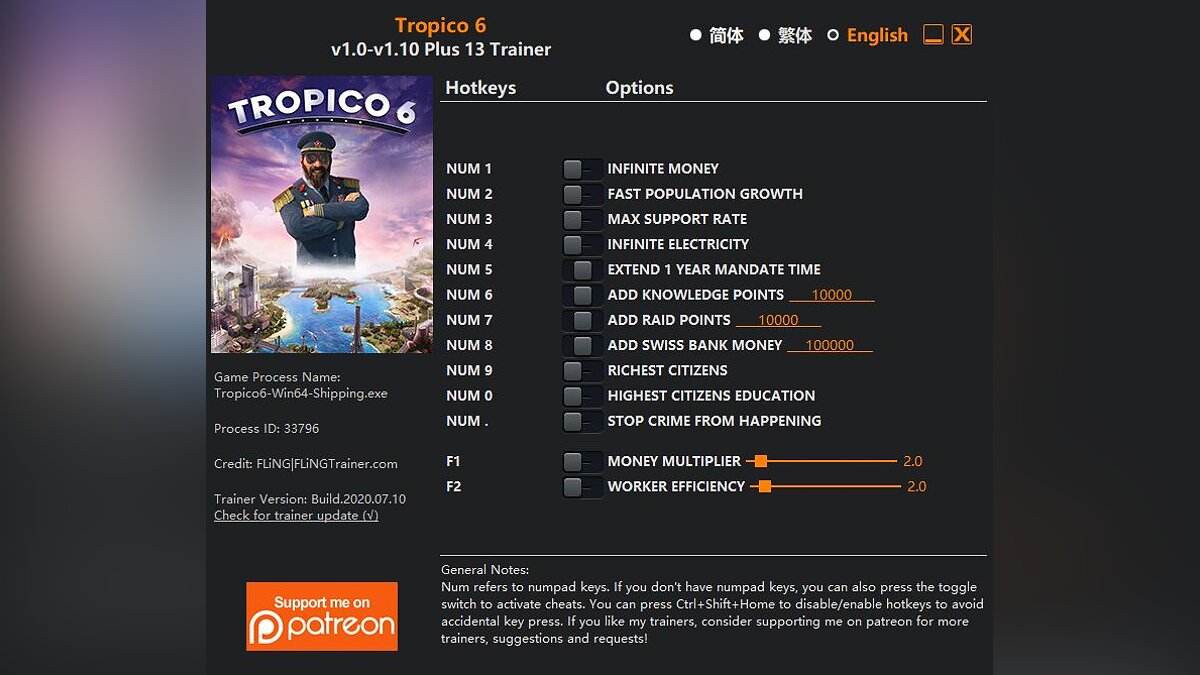 Tropico 6 — Трейнер (+13) [1.0 - 1.10]