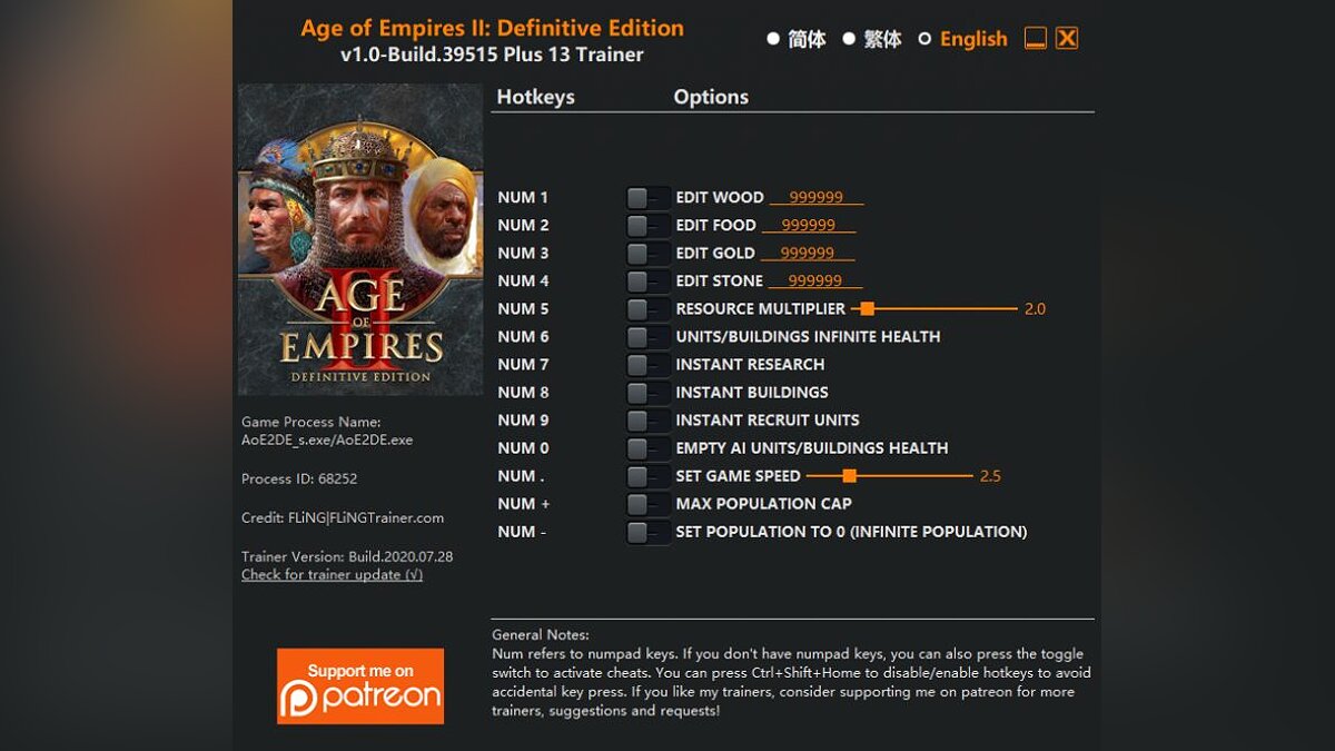 Age Of Empires 2: Definitive Edition — Трейнер (+13) [1.0 - Build.39515]