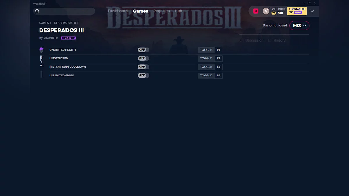 Desperados 3 — Трейнер (+4) от 30.07.2020 [WeMod]