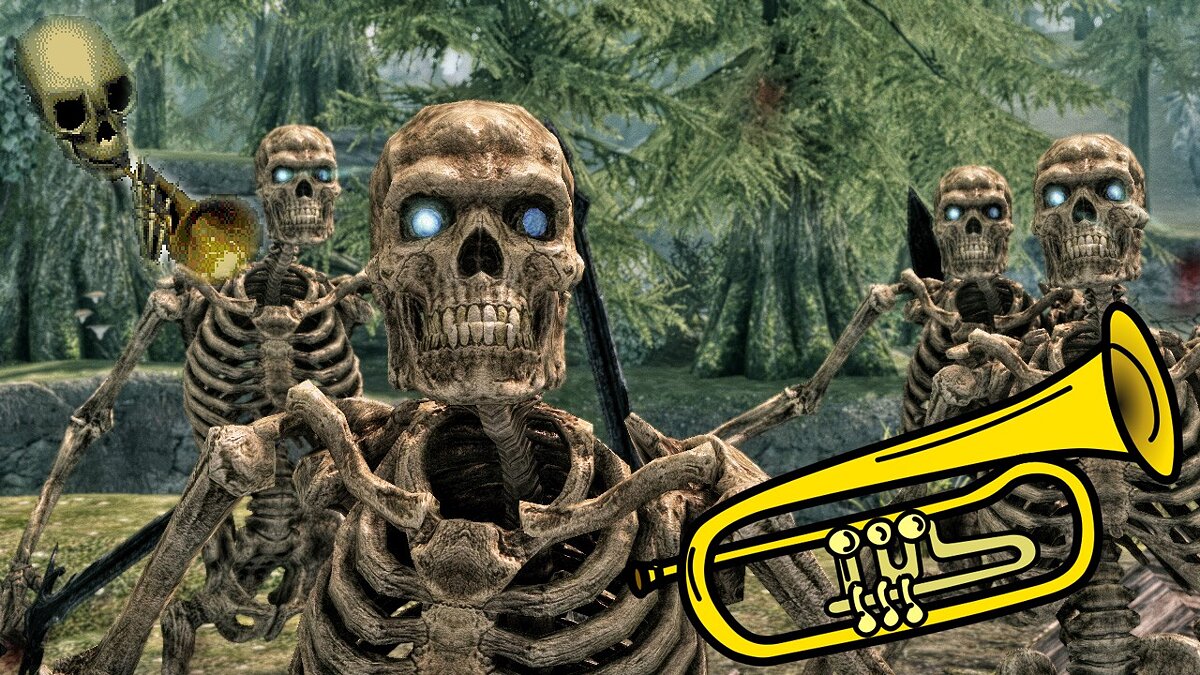 The Elder Scrolls 5: Skyrim Legendary Edition — Скелет ходит со звуками трубы