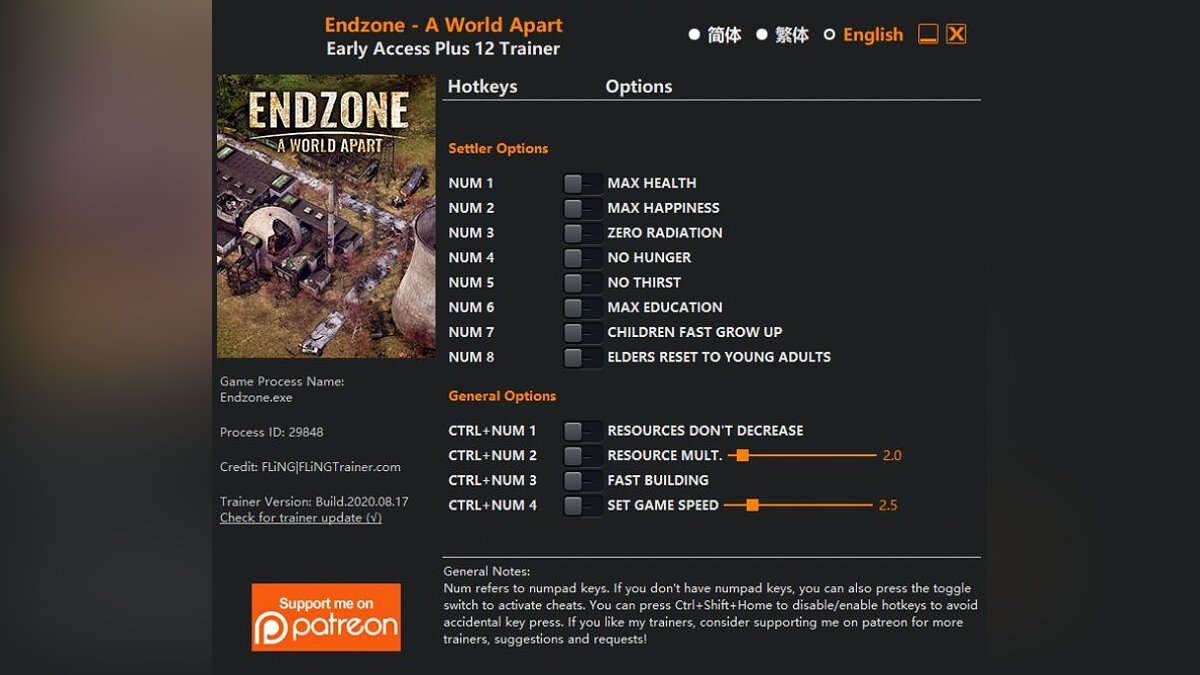 Endzone - A World Apart — Трейнер (+12) [EA: 06.04.2020 - 17.08.2020]