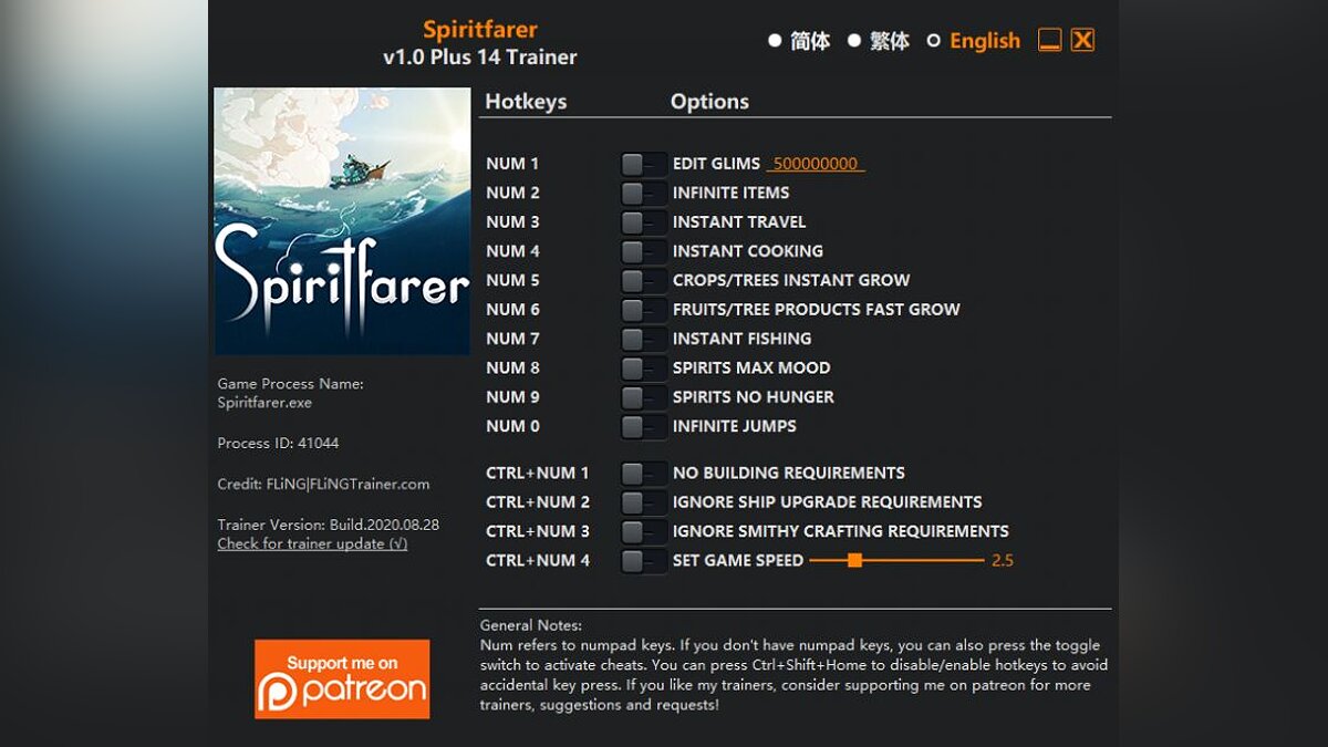 Spiritfarer — Трейнер (+14) [1.0]