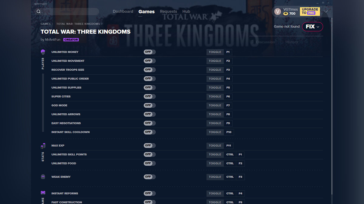 Total War: Three Kingdoms — Трейнер (+16) от 04.09.2020 [WeMod]