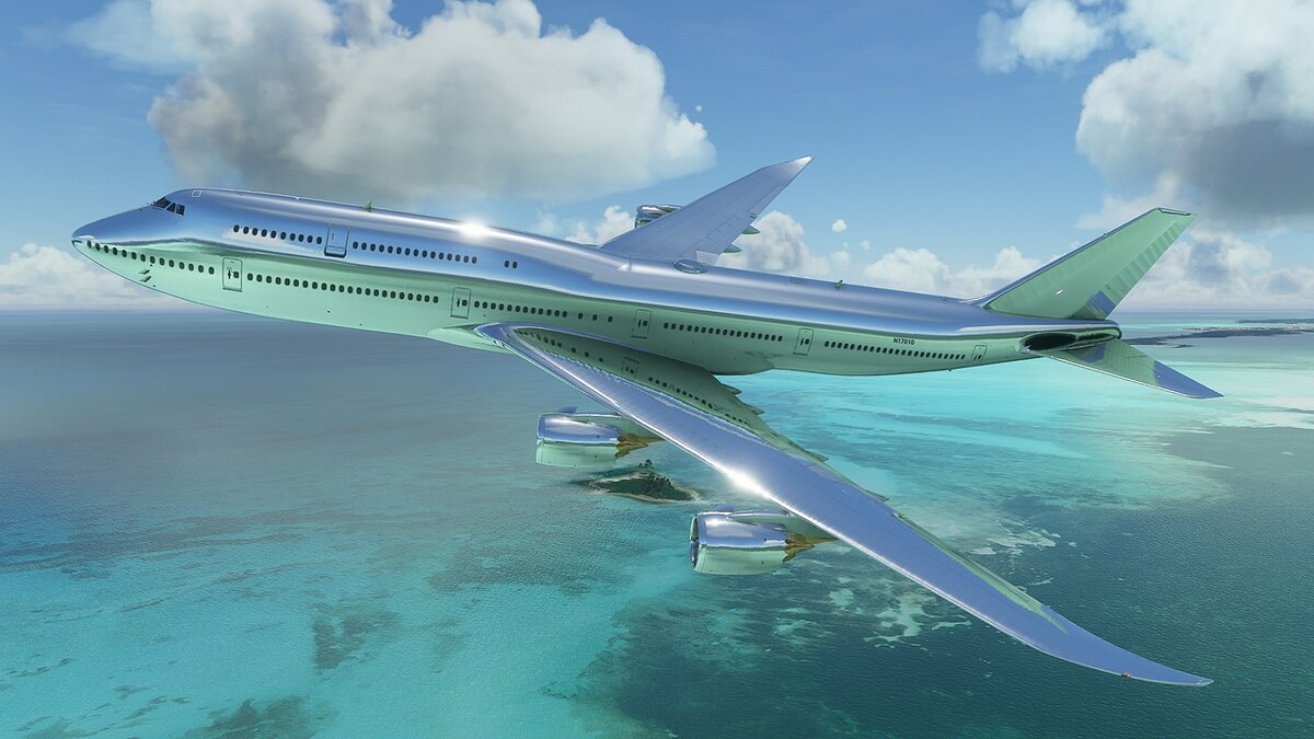 Microsoft Flight Simulator — Хромированный Боинг 747-8