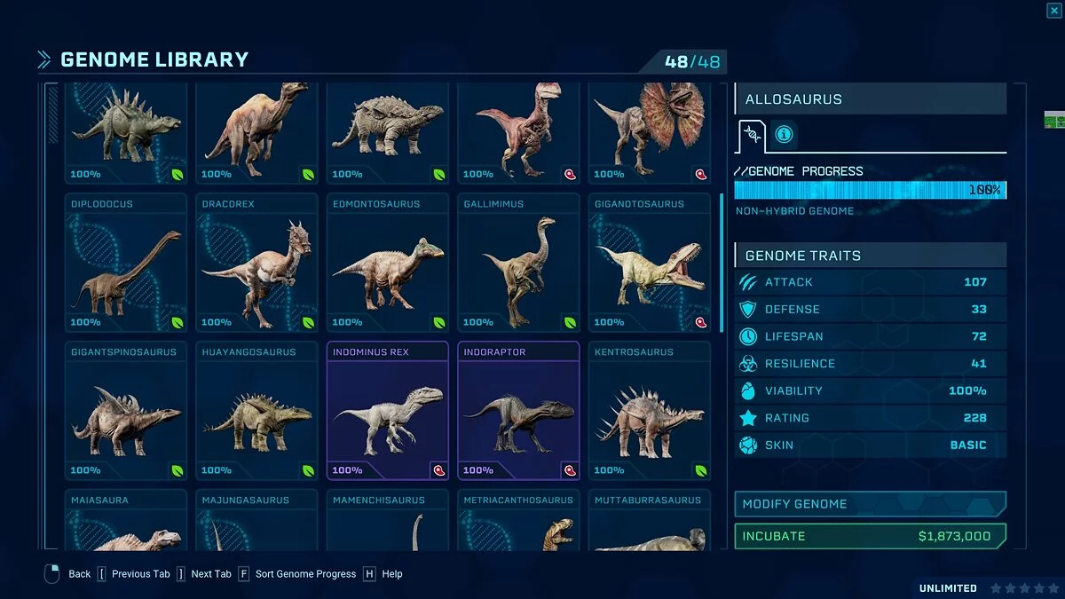 Jurassic World Evolution — Сохранение со всеми динозаврами