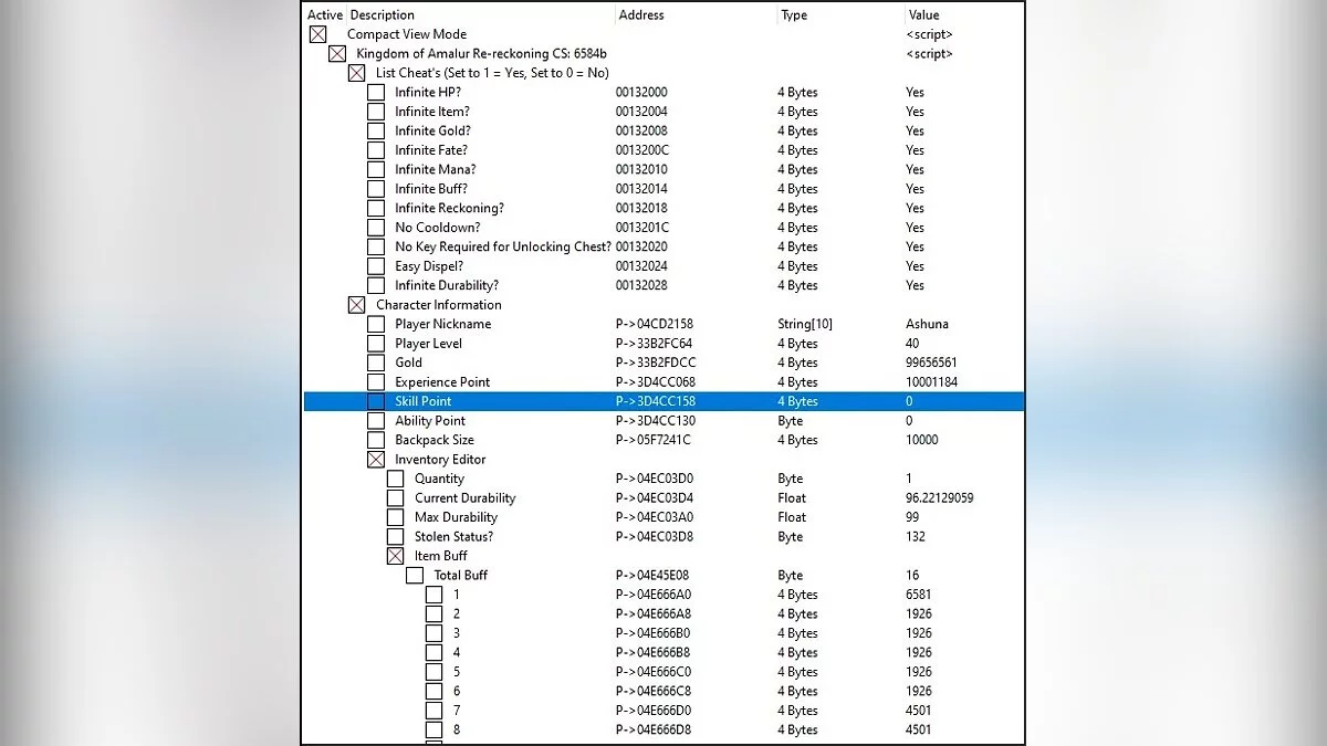 Kingdoms of Amalur: Re-Reckoning — Таблица для Cheat Engine [UPD: 20.09.2020/6584/6657]