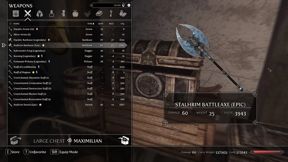 The Elder Scrolls 5: Skyrim Legendary Edition — Тонкий сталгримовый боевой топор