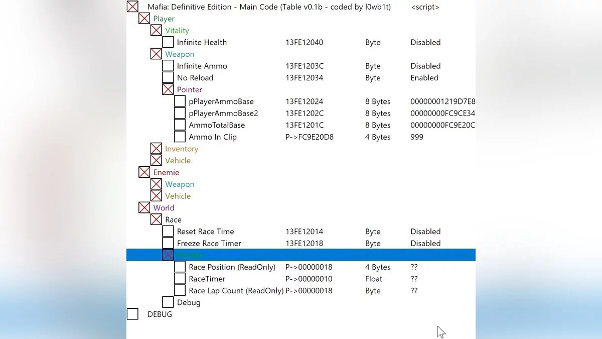 Mafia: Definitive Edition — Таблица для Cheat Engine [UPD: 29.09.2020]