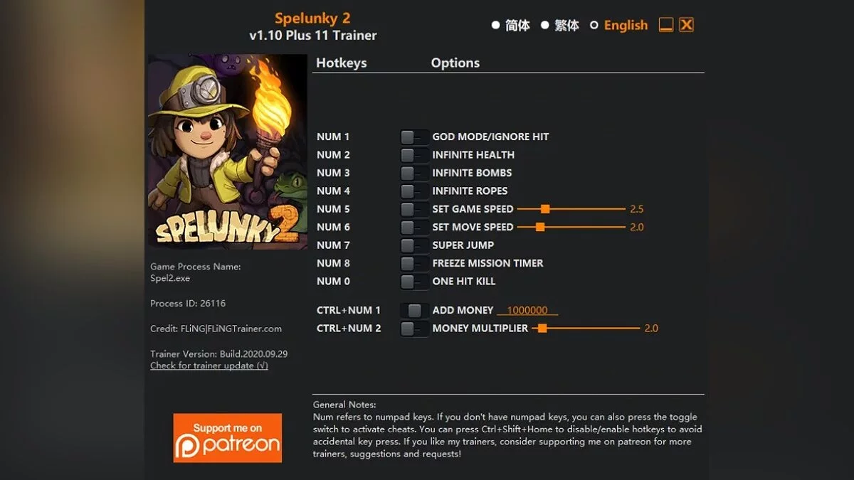 Spelunky 2 — Трейнер (+11) [1.10]