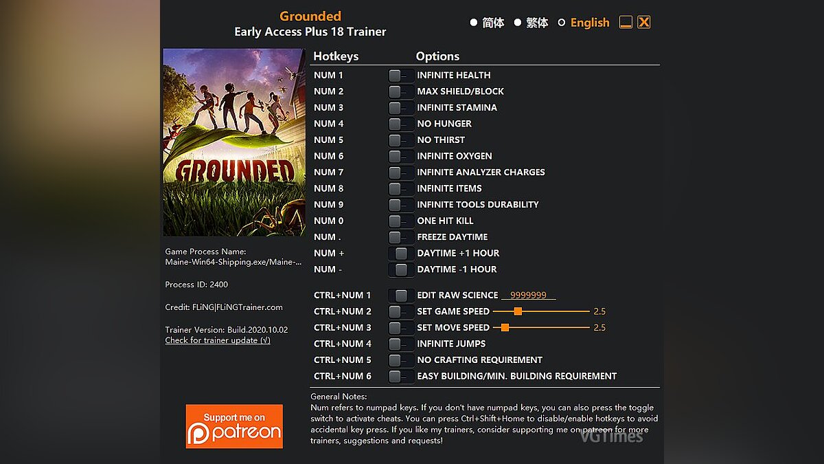Grounded — Трейнер (+18) [EA: 03.10.2020]