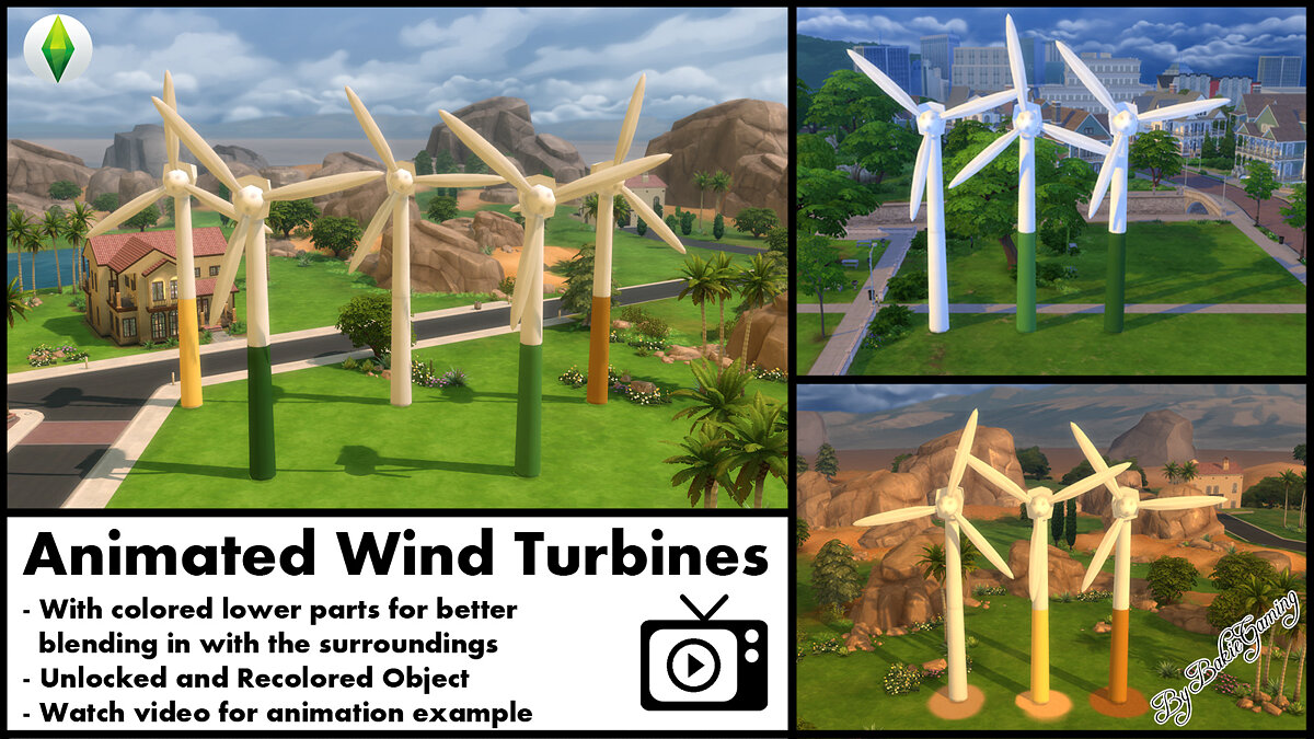 The Sims 4 — Анимированная ветряная турбина