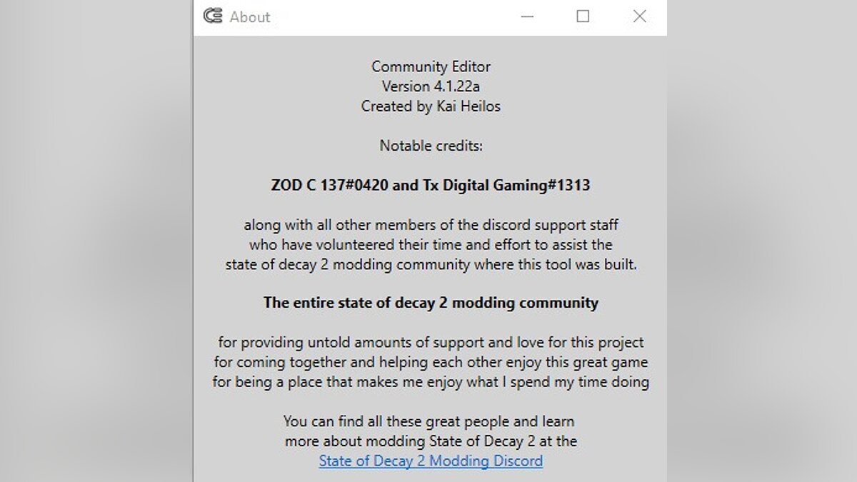 State of Decay 2 — Редактор сохранений — Community Editor Version 4.1.22a